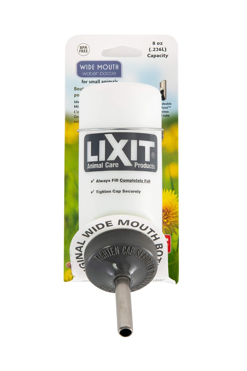 Lixit Wide Mouth BPA-Free Cage Water Bottles for Rabbits, Ferrets, Guinea Pigs, Rats, Chinchillas, Hamsters, Mice, Hedgehogs, Gerbils and Other Small Animals. (Translucent, 8 Ounce) - Image 1